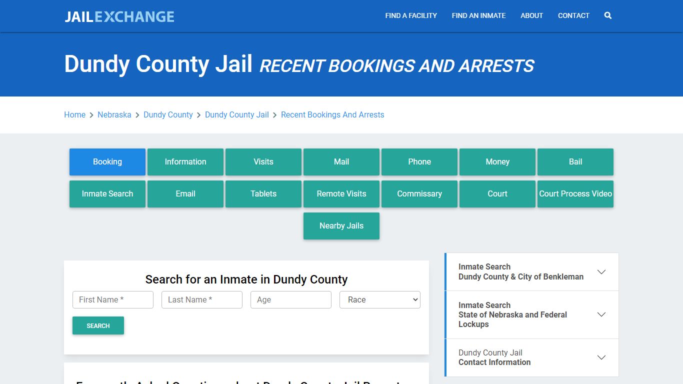 Dundy County Jail Recent Bookings And Arrests - Jail Exchange