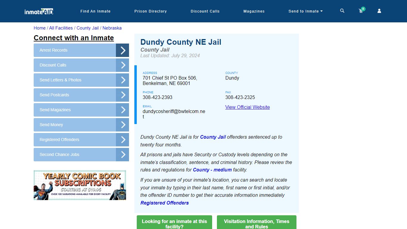 Dundy County NE Jail - Inmate Locator