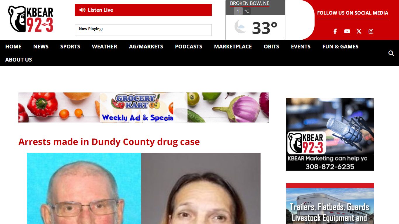 Arrests made in Dundy County drug case - KBEAR 92.3 - Rural Radio Network